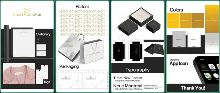 Bano Munawar: Brand identity, packaging and app icon