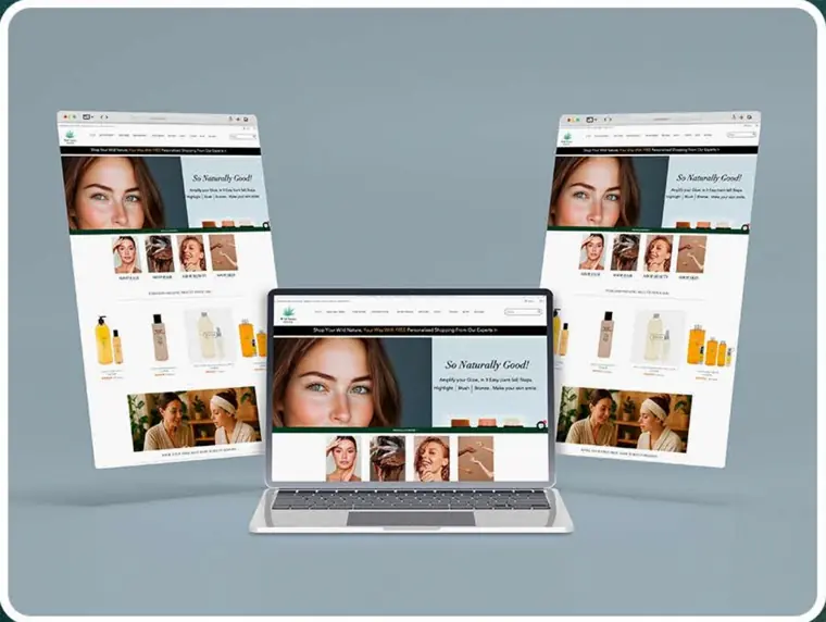 Skincare store website: E-commerce design, desktop and mobile